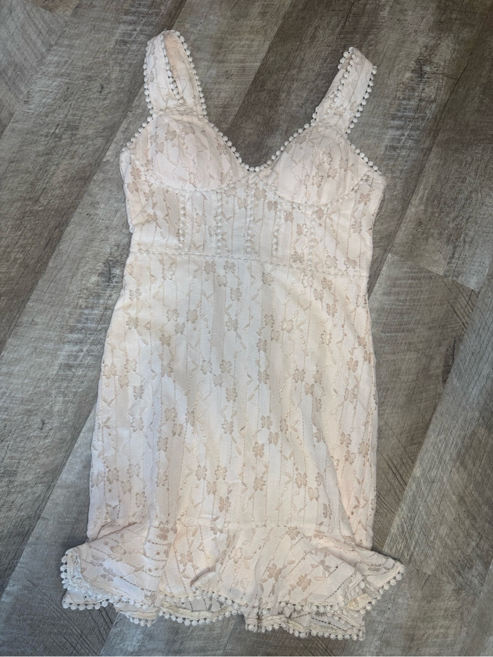 Azura Lace Trim Cream Chemise Slip Dress, Delicate Lace Trim Detail
